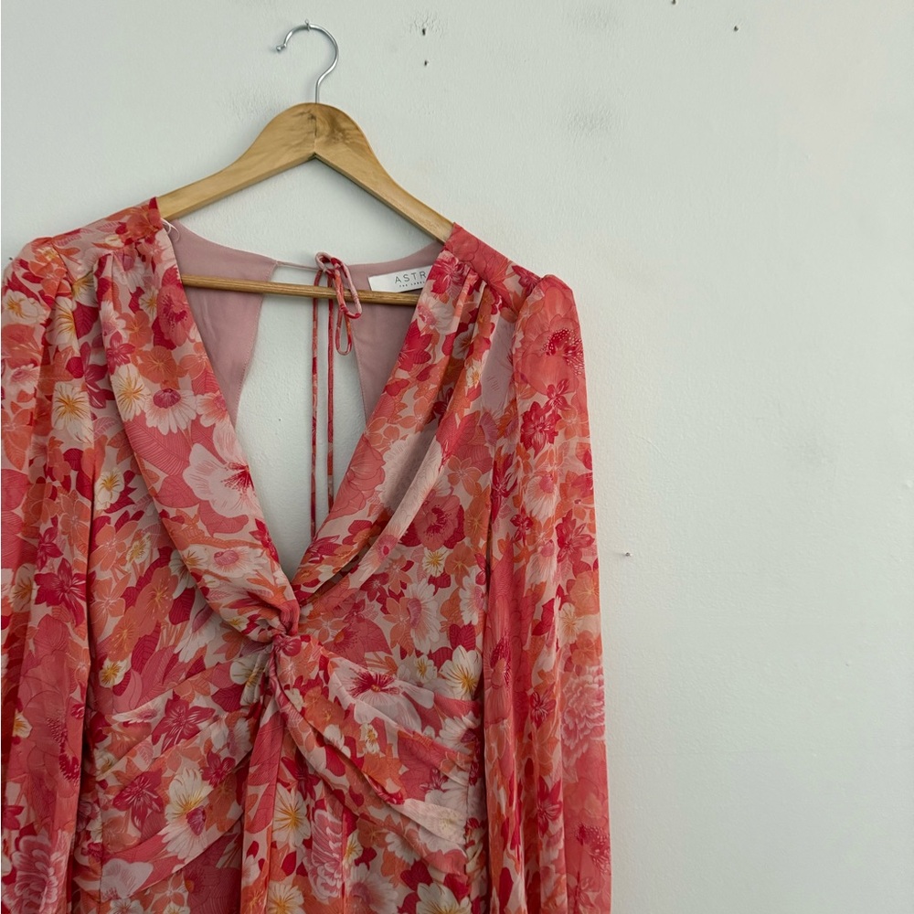 ASTR The Label Coral Pink Floral Long Sleeve Rompet - Picture 3 of 8